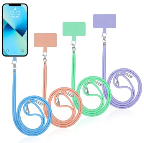 flintronic 4PCS Cordón Correa para Teléfono Móvil Ajustable,Correa para el Cuello,Correa Cruzada y para la Muñeca,Compatible la Mayoría de Las Fundas de Teléfono,con Llavero y Parche
