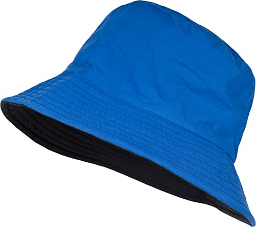 styleBREAKER Unisex Wende Fischerhut aus Baumwolle | 2 in 1 Reversible Bucket Hat Streetwear Look | Sonnenhut Anglerhut für Damen und Herren, Farbe:Blau-Schwarz