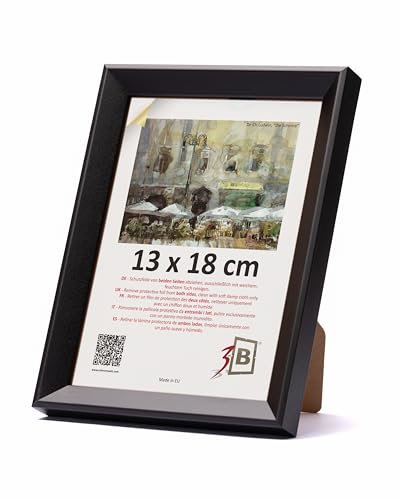 3-B Bilderrahmen VIK - Schwarz - 13x18 - Holzrahmen, Fotorahmen, Portraitrahmen mit Acrylglas