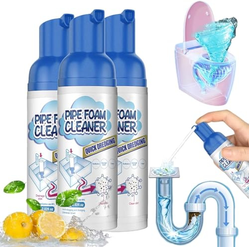 Foam Drain Cleaner - Get out Foaming Drain Cleaner,Herios Drain Foam Cleaner,Powerful Sink and Drain Cleaner Foam,Liquid Hair Drain Clog Remover,Clog Remover For Kitchen Drain,Sinks,Tubs (3 Pcs)