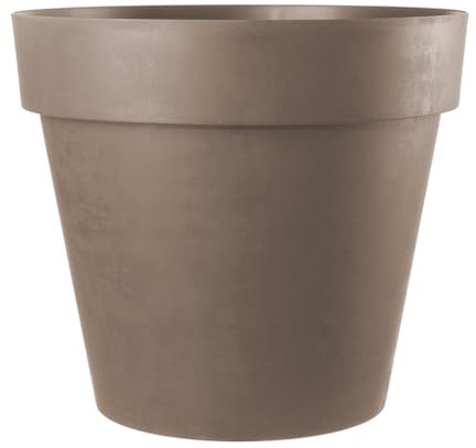 Kreher Pot de fleurs XXL avec roulettes, diamètre 79 et 58 cm, anthracite et blanc. Pot de fleurs robuste, grand pot pour fleurs, arbres, extérieur et intérieur (marron, taille XXL, diamètre 79 cm)