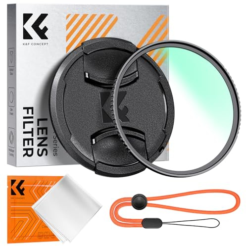 K&F CONCEPT Nano-Klear Filtro de Protección UV con Tapa de Lente,37mm Filtro UV de Vidrio Óptico con Revestimiento Nano con Tapa de Objetivo Un Paño de Limpieza