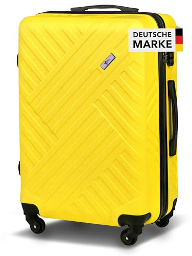 Xonic Design Reisekoffer - ABS Hartschalen Koffer mit 360° Leichtlauf-Rollen - hochwertiger Trolley mit Zahlenschloss in M-L-XL oder Set (Gelb, XL)