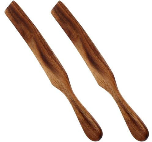 CIYODO Spatules en Bois 2 Pcs, Petit Racloir à Beurre et Tartineur à Confiture Ménager, Ustensiles la Cuisine Longue Poignée, Étaloirs Polyvalents Cuisine et Préparation Fromages