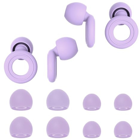 FEIHS 2 Pares Tapones para los oídos de silicona, Tapones Oídos Ruido Dormir, Impermeables y reutilizables, para dormir, conciertos, ronquidos, viajes, trabajo (Morado)