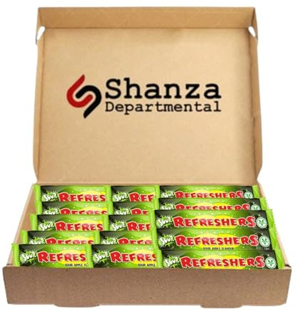 Refreshers Sour Apple Chew Bars – Classic Retro Sweets | Fizzy Sherbet-Filled Sour Apple Flavour Chewy Candy | Nostalgic Party & Sharing Treat (15 Bars)
