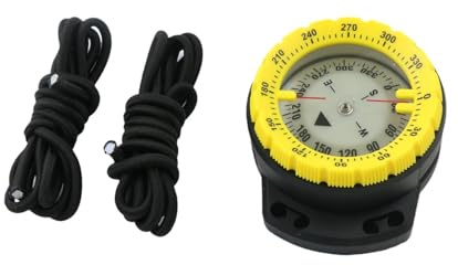 Wswqop Bussola Subacquea, Bussola da Polso, Strumento Impermeabile, Bussola Compatta E Portatile per Kayak, Bussola da Campeggio per Kayak E Sport All'ar, Giallo