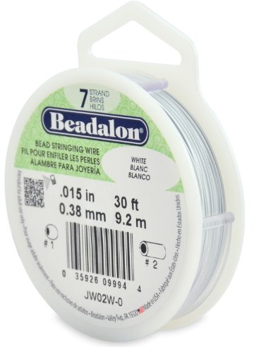 Beadalon Bead Stringing Wire, Stainless Steel, White, .15 in / 0.38 mm