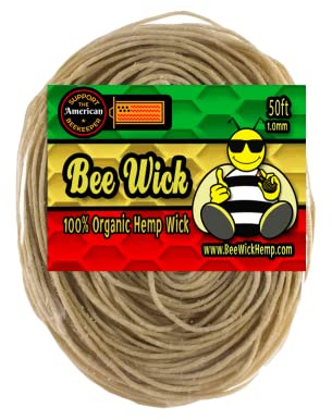 Bee Wick Hemp 50ft of 100% Organic Hemp Wick, Made with American Beeswax (1.0mm)