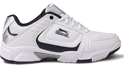 Slazenger Mäns tennis sport sneaker skor sneakers tennisskor, - Vit marinblå - 43.5 EU