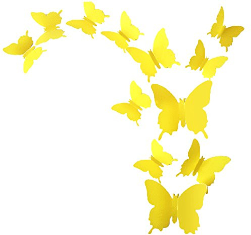 ALLICERE 12Pcs 3D Butterfly Removable Wall Decals DIY Home Decorations Art Decor Wall Stickers Murals for Bedroom Living Room Classroom Office(Color:Yellow)