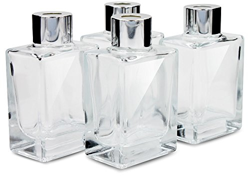 Bottiglie per diffusore in vetro con tappi, dimensioni rettangolari piccole, set di 4-3,42 alte, 40ml 1.4fl oz Accessori per profumi uso per set di diffusori a cremagliera sostitutivi fai da te