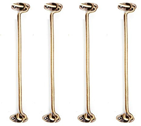 4Pcs Gancio e Occhiello in Ottone, Fermo per Finestre, Gancio e Occhiello per Cabina Resistente per Porta, Fermo Girevole per Capannone