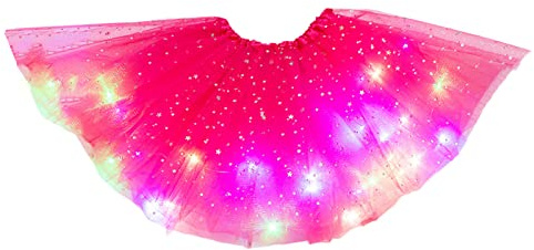 Falda tutú para niñas, con luz LED colorida y luminosa para niños, falda de ballet con lentejuelas y lentejuelas de princesa, tutú brillante, disfraz de baile de ballet esponjoso para niños de 3 a 8
