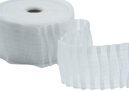 Furlanis - Cinta Fruncidora Transparente para Cortinas con Hilos para Barras y Bolsillos, Tejido Italiano - 90 mm x 50 m