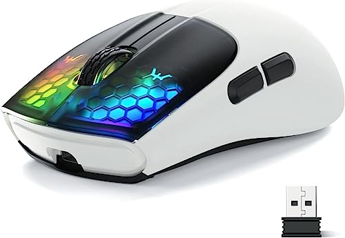 MAGIC-REFINER Attack Shark Aerox X5 Kabellose Gaming-Maus, Ultraleicht 49g, Tri-Mode(BT5.0/2.4GHz/Typ-C), RGB Bluetooth Maus, Optischer Sensor Pixart 4000DPI, Lange Akkulaufzeit, PC/MAC-Schwarz&Weiß