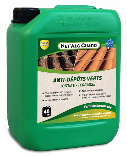 GUARD INDUSTRIE - Net'Alg Guard - Fongicide Action Visible dès 48 heures, Traces Vertes, Lichen - Français - 40 m2