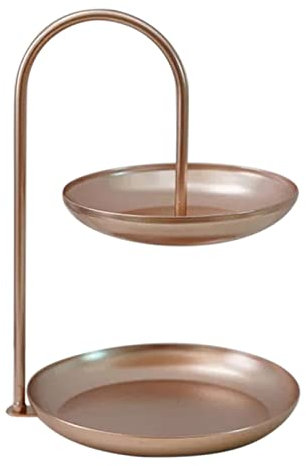 Ejoyous Alzata per Torta di Frutta Alzata per Cupcake in Metallo a 2 Livelli Piatto da Portata Rotondo Alzata per Torta Decorativa Cestino di Frutta Alzata per Torta per Snack, Frutta