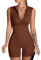Jetjoy Damen Jumpsuit Kurz Eng Yoga Sport Einteiliger kurz Overall Ärmellos V-Ausschnitt Playsuits mit Reißverschluss Romper Ganzkörperanzug Sommer