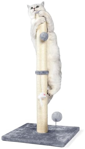 ANWA 32 Tall Sisal Cat Scratching Posts Tree for Indoor Cats Adults, Gray
