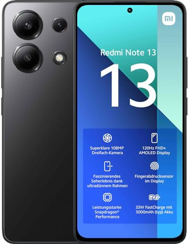 Xiaomi Redmi Note 13 Smartphone 6+128GB - Black (UK Version + 2 Years Warranty) (Renewed)