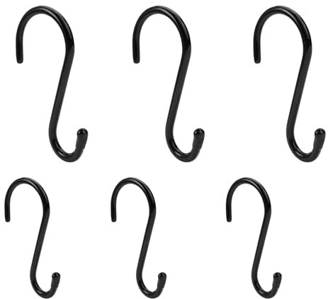 JCUGSBS 6 ganci grandi a S, da 4 pollici e 5 pollici, in acciaio inox, con portata fino a 30 kg, di colore nero, per cucina, bagno, camera da letto, ufficio