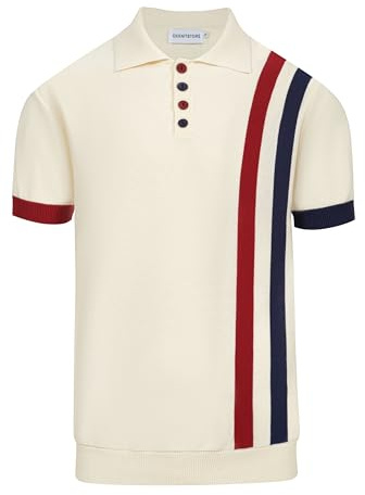 OXKNIT - Camiseta Polo de manga corta para hombre, estilo Mod de los años 60, estilo retro, de punto, para golf, tenis, deportes polo de verano, algodón, camiseta polo vintage, transpirable e informal