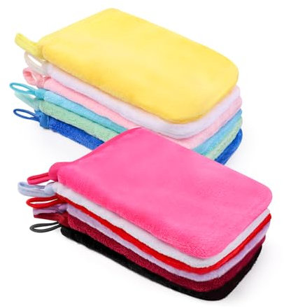 Zhufas 12 Stück Mikrofaser Waschhandschuhe Waschhandschuh Frottier 100% Baumwolle Waschlappen Weich,Starke Wasseraufnahme15x 21 cm(12 Farben)