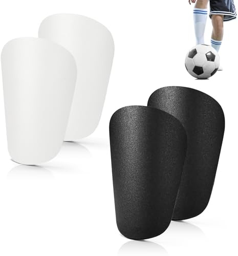 CAIXIANGYU Mini Espinilleras de Fútbol, Espinilleras Pequeñas, Negro y Blanco, Protectores de Piernas para Niños y Adultos, Cómodas y Ligeras, Alta Resistencia al Impacto