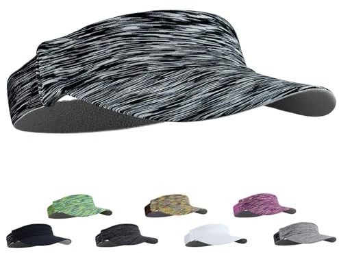 LUKIUP Schnelltrocknende Sonnenblende-Mütze, Unisex Sun Shield, Ultraleicht und Hoch Atmungsaktiv, Kühles Elastisches Visier, Sommerkappe mit Frotteeband Innenfutter, für den Sport(Gestreiftes Grau)