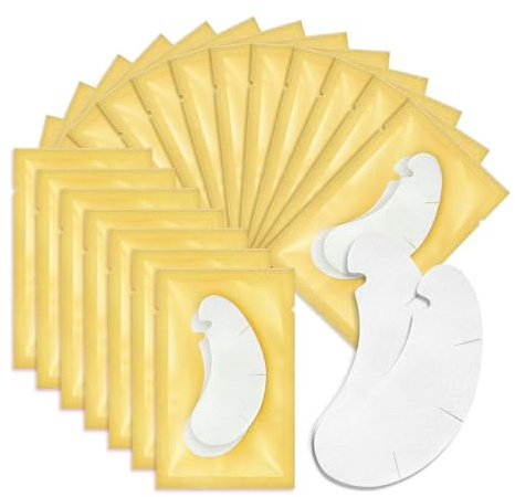 Eye Gel Pads 50 Pairs Eyelash Lash Extension Under Eye Patches Under Eye Gel Collagen Under Eye Pads for Eyelash Perming Tinting Pro Salon and Individual Eyelash Extension (Gold)