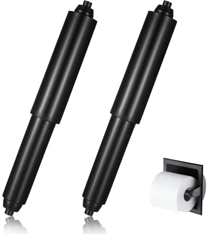 2 Pcs Toilet Paper Holder Roller, Toilet Roll Holder Insert, Roller Spindle Replacement Rod for Bathroom and WC (Black)