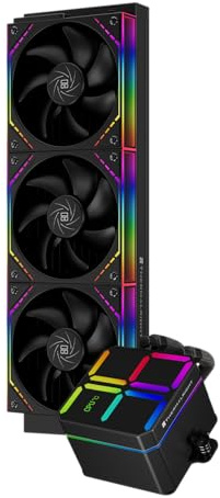 TR Magic Qube 360 ARGB Black Liquid CPU Cooler, Building Block Fan with 2000RPM, for AM4/AM5, Intel LGA1150/1151/1200/1700/1851, Temperature Controlled Color Changing Digital Screen