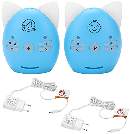 Xiuganpo Drahtloses Audio-Babyphone, FHSS Zwei-Wege-Gespräch, 10-stufiges Lautstärke-Alarm-Nachtlicht mit Großer Reichweite von 200–300 Metern für das Kinderzimmer zu Hause (EU-Stecker 100–240 V)