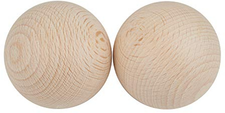 Rayher Pack 2 Bolas de madera para manualidades y decoración, sin perforar, 50 mm ø, 6252800
