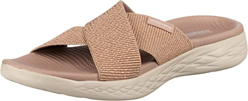 Skechers Damen On-the-go 600 Glistening Sandalen, Rose Gold Textile, 37 EU