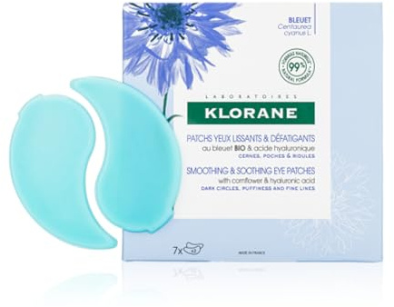 Klorane smoothing and soothing eye patches with ORGANIC Cornflower & Hyaluronic acid