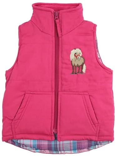 Hazy Blue Kids Boys Girls Padded Gilet Bodywarmer Jacket Embroidered - Jade Pink Horse - 5-6 Years