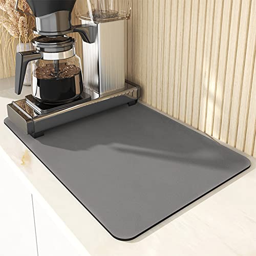 Dish Drying Mat for Kitchen Counter, Coffee absorbent pad, Quick-Drying Dish Drainer Board Mat, Kitchen Super Absorbent Draining Mat for Washing Up for Glass, Plate&Cup 30cm X 40cm (Dark Grey)