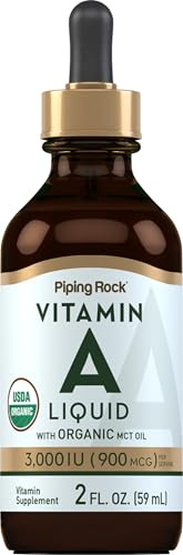 Piping Rock Vitamin A Liquid Drops | 2 fl oz | with Organic MCT Oil | Non-GMO, Gluten Free Supplement