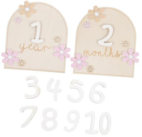 Disques de Bois Mensuels pour Bébé, Lot de 1 Set, Cartes de Croissance | Bois, Design Mignon et Mémorable, pour Noter la Première Année, Présent -né