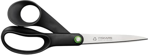 Fiskars ReNew Ciseaux polyvalent, Longueur : 21 cm, Inox recyclé/plastique recyclé, Functional Form, Noir, 1074547