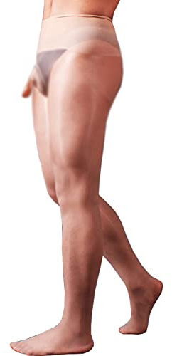 BESYFAY Men's 8D Oil Shiny Glossy Seamless Pantyhose with Sheath Shiny Glossy Stockings Tights
