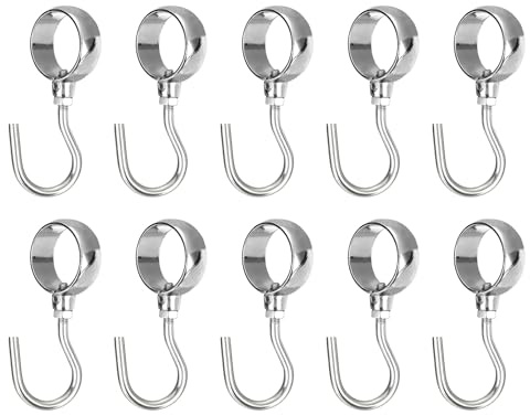 sourcing map 10 ganci per asta per tubi, in acciaio inox, diametro interno 25 mm, direzione regolabile, ganci appendiabiti per armadio e vasi, argento
