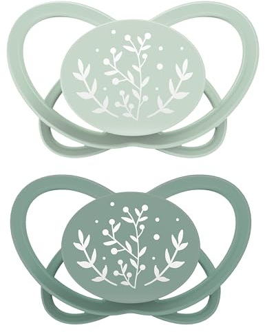 nip – Butterfly | 0–6 månader | 2-pack | amningskänslig, tandvänlig babynapp inklusive napplåda. Hållbar napp med mjuk silikondammsugare, grön/turkos