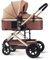 K IKIDO Kinderwagen, faltbarer Kinderwagen，Standardkinderwagen – Reisebuggy，5-Punkt-Sicherheitsgurt, 55 kg Tragkraft, große Räder (Braun)