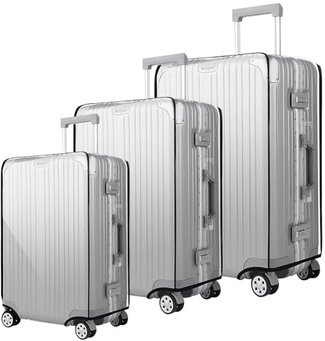 DAWRIS 3Pcs Clear Suitcase Covers 20+24+28 Inch PVC Luggage Covers for Suitcases Waterproof Suitcase Protector Away from Scratch Dyeing Transparent Luggage Protector for Business Trip Daily Using
