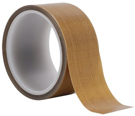 50 mm x 10 m Ruban Adhésif Téflon, Ruban Adhésif Haute Température 300°C, Bande de Téflon, Épaisseur 0,18mm, Ptfe Teflon Adhesif pour Imprimante 3D, Machine à Emballer Sous Vide et à Usage Industriel