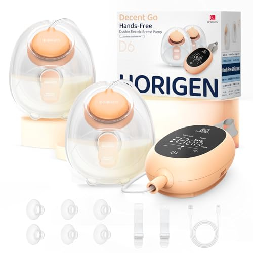 Upgraded Wearable Hands Free Breast Pump: D6 Portable Low Noise Breastfeeding Pumps with 3 Modes & 9 Levels & Memory Function | Leak-Proof Double-Seal Design | Strong Suction 15/17/21/25mm Flange