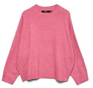 Vero Moda Vmboom Ls Pull à col Rond GA Noos, Rose Cosmos, S